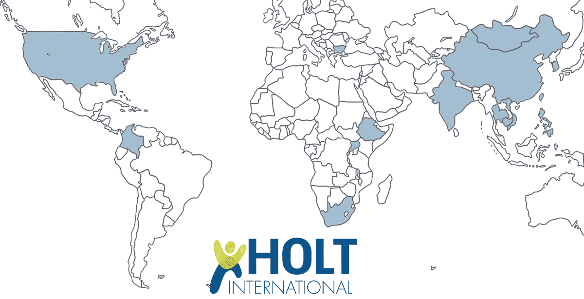 Map of countries serviced by Holt International
