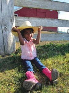 Anandi in her favorite pink cowboy boots