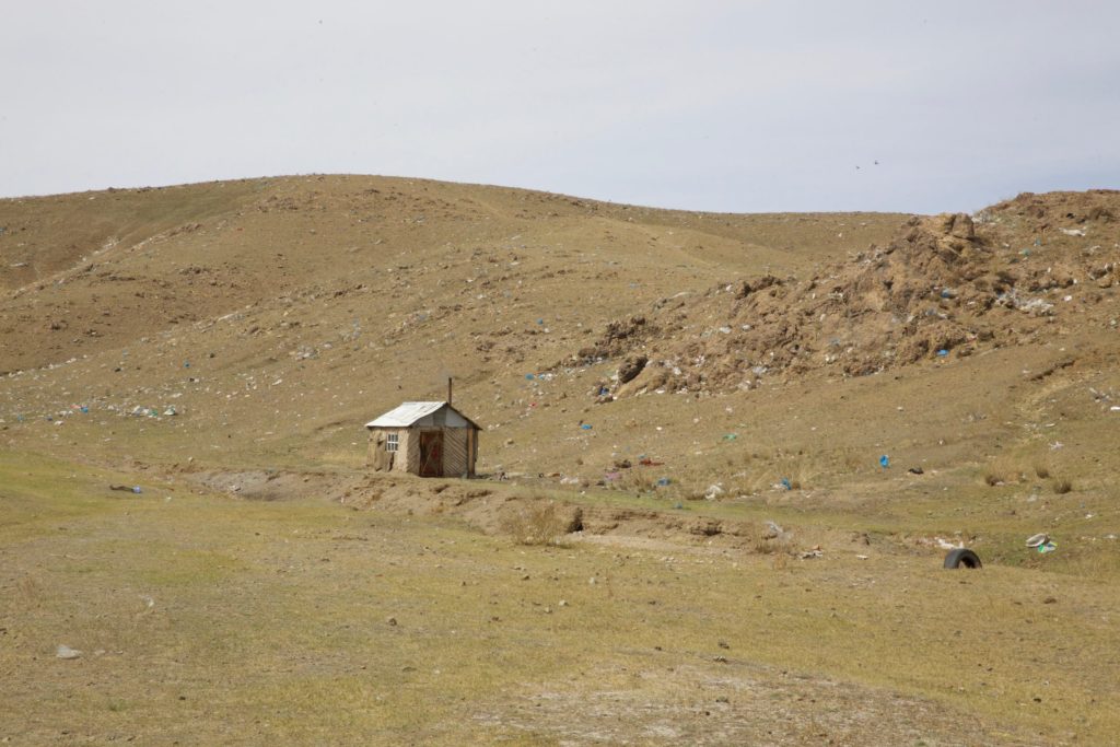 Many families in the Red Stone School area live in makeshift dwellings like this one.