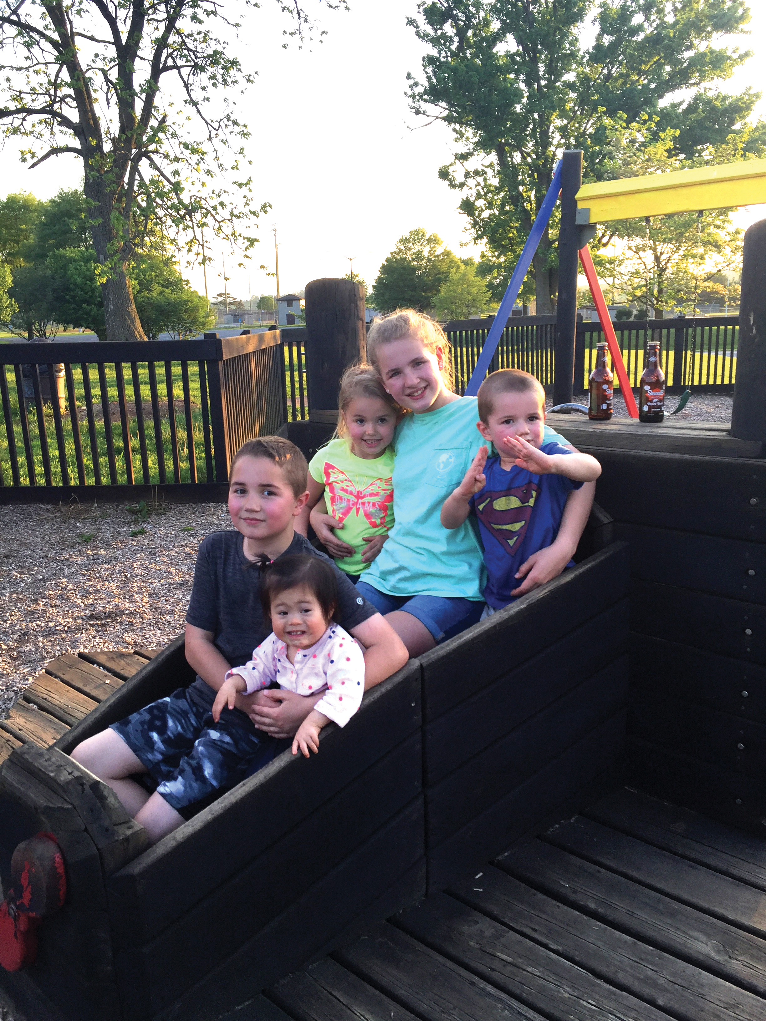 The Hostetter kids having fun together at the park. 