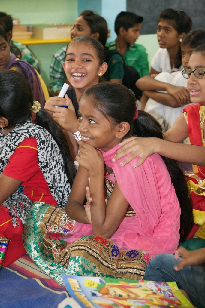 Kids at the DEESHA giggle as they discuss topics ranging from marriage to gender equality to self improvement.