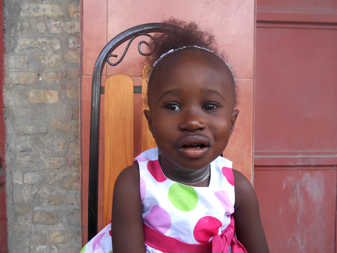 Archelle in December 2016. Because of sponsorship gifts she is now thriving.