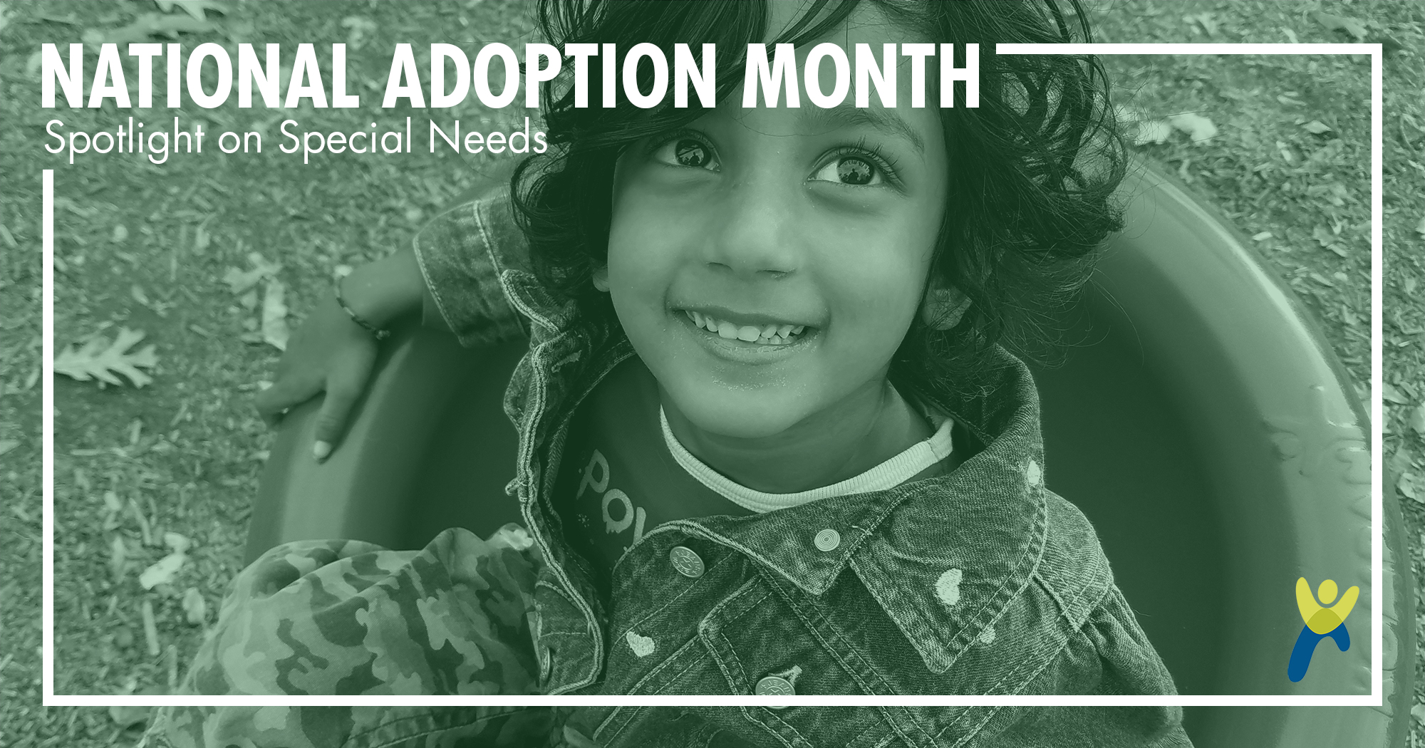 Photo of Devki Horine, a child with cerebral palsy, for national adoption month and the spotlight on special needs.