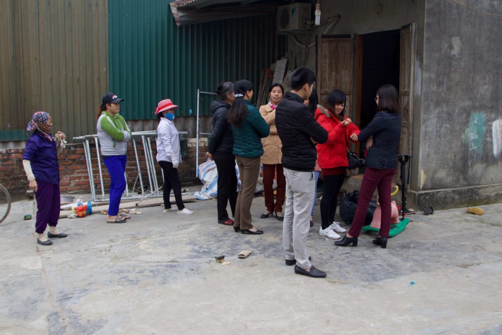 People in the village gathered together