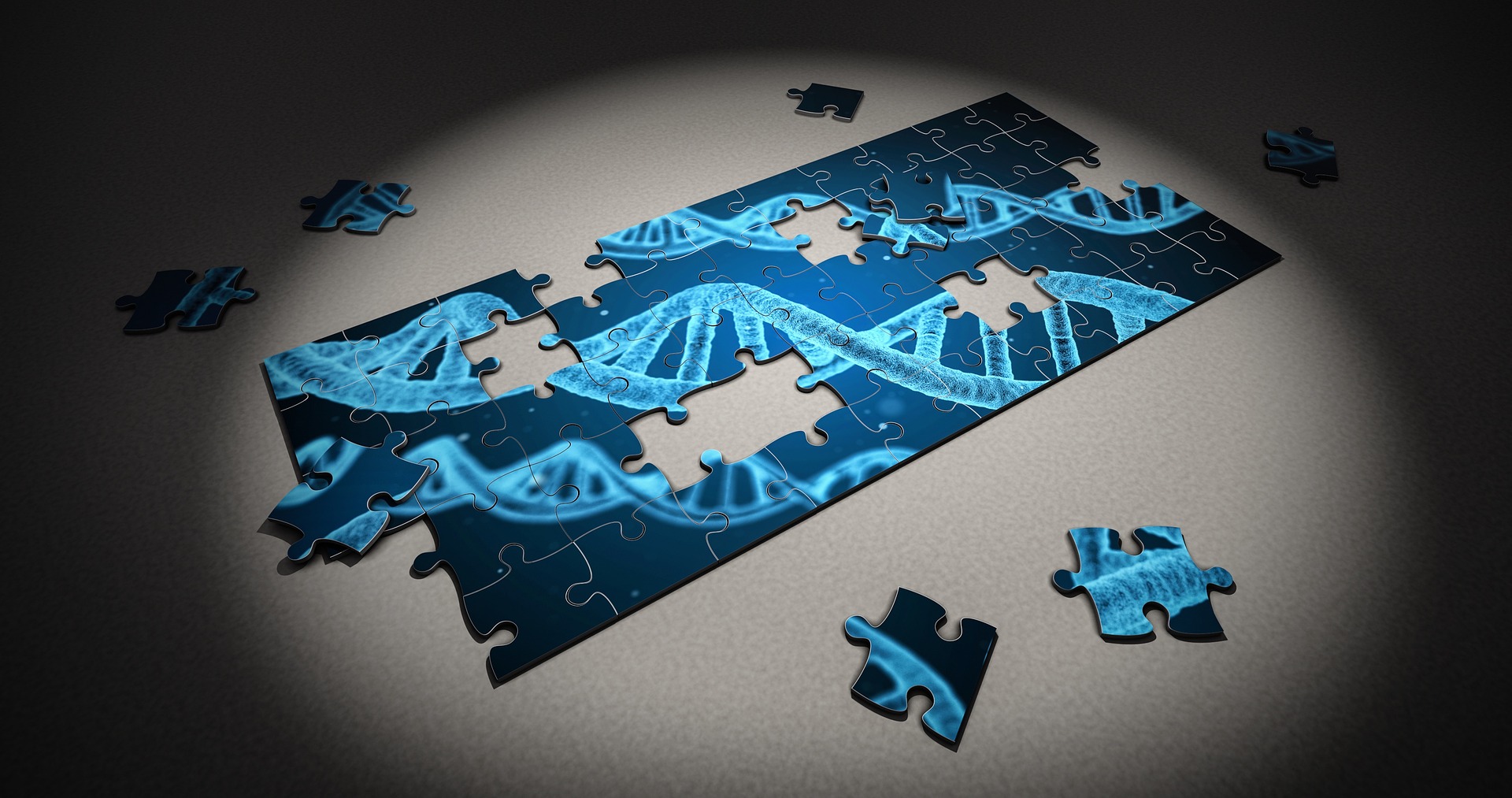 A puzzle of DNA with pieces missing