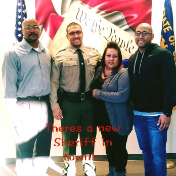 Alex's birth father (Adryan's father), Gina and Adryan all attended Alex's swearing in ceremony for the Oregon sheriff's department in winter 2018.