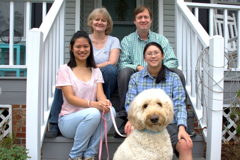 Lily with her family today.