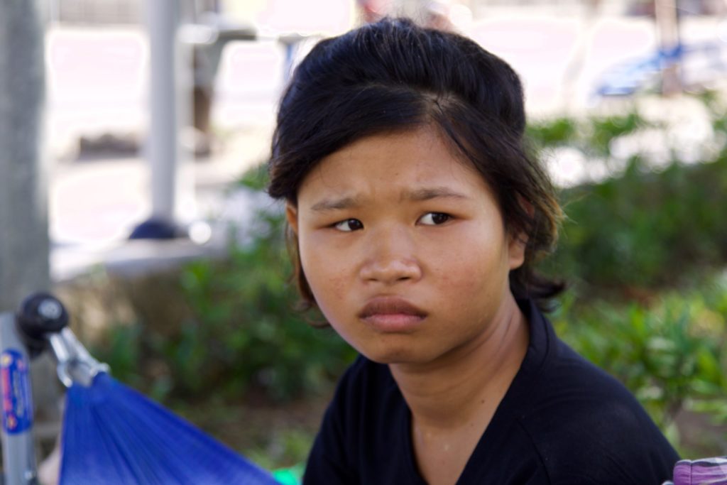 Linh with the pained expression that hardly left her face the first afternoon we met her. 