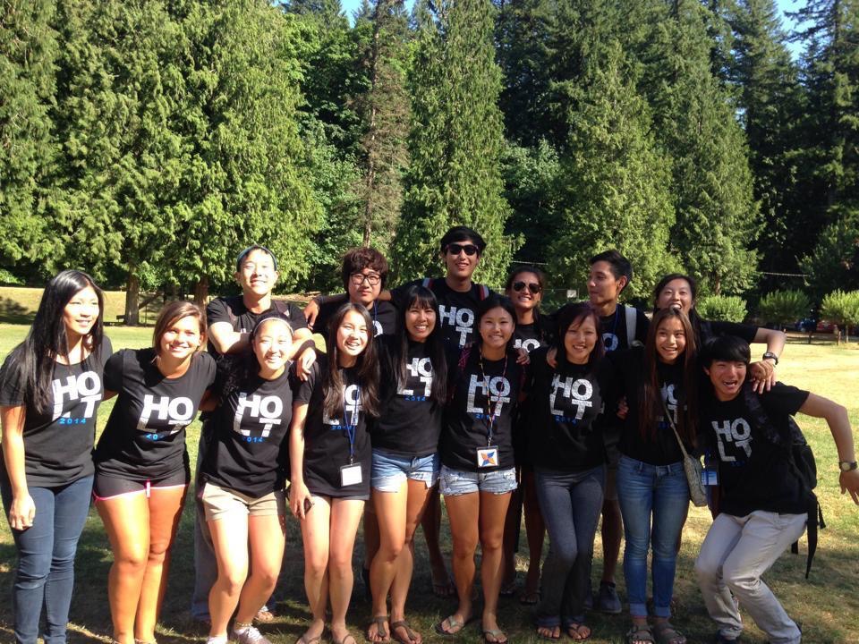 Amy (front, second from right) with her fellow counselors at Holt Adoptee Camp!
