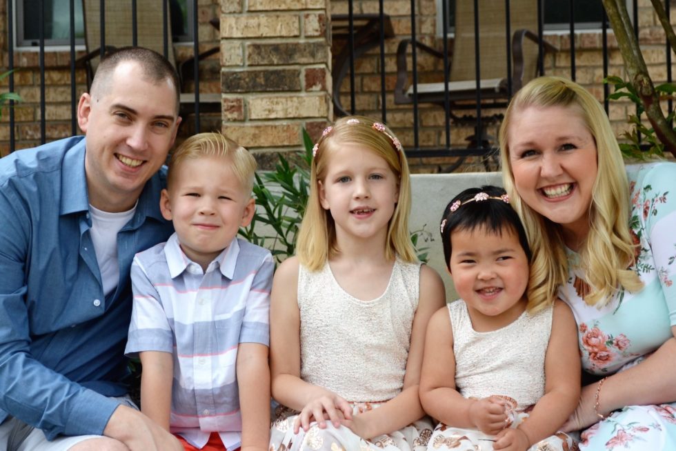 Brooklyn Higbee with her adoptive family. "My part is very small," says Jessica. "The big part is the family who opens their home and finds the resources to bring a child home."