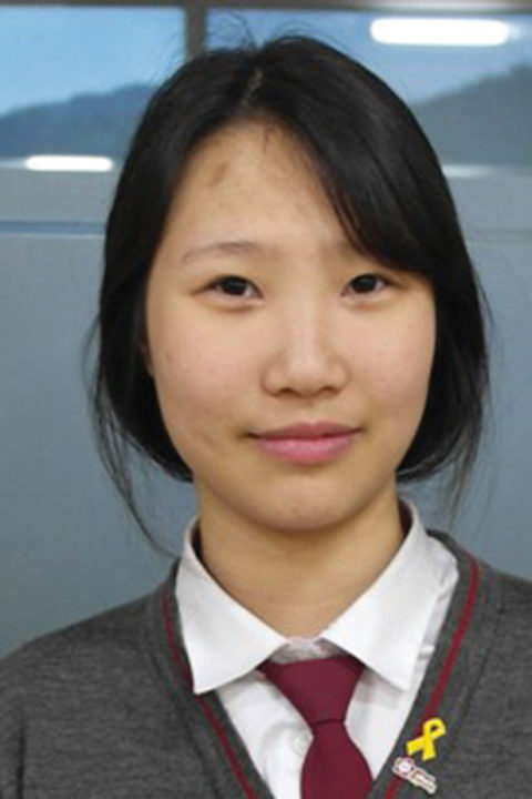 Hyeon Ji in an August 2015 photo for her progress report to her sponsors. 