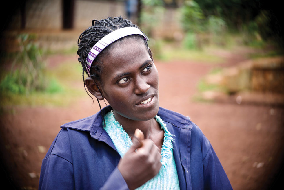 Meaza, 14, never attended school before a sponsor made it possible for her to attend Yesus Mena Deaf School. 