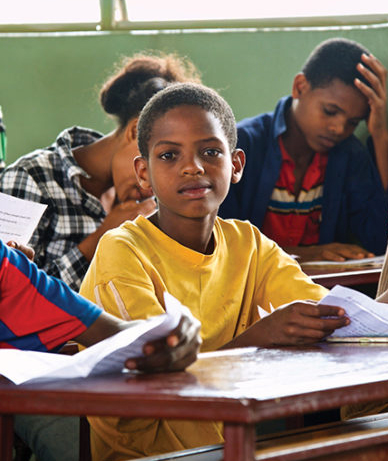 Tigabu, 11, learned sign language at the Yesus Mena Deaf School through the support of his sponsors.