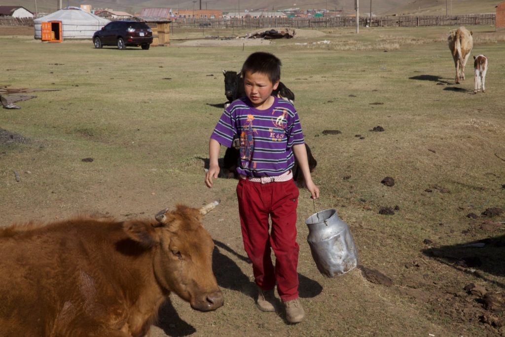 Munkhtulga helps his family on the dairy farm and often looks after his younger siblings. But he hopes to go to college someday. And with the support of his sponsor, he is still in school. 