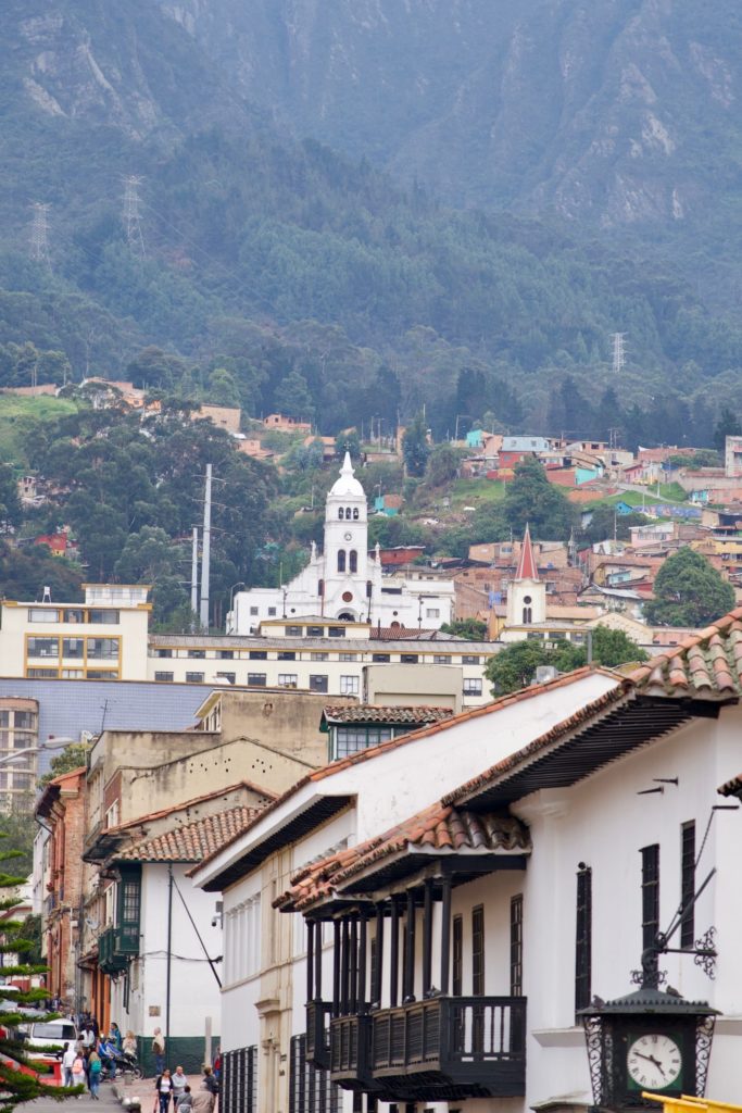 A street in downtown Bogotá. In the late early 90s, bombings occurred every few days in Bogotá as drug cartels, guerrilla fighters and local government fought for control of the city. 