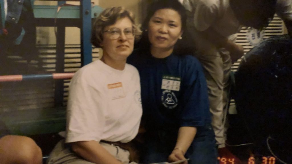 Mary with Kim’s foster mother in 1994.