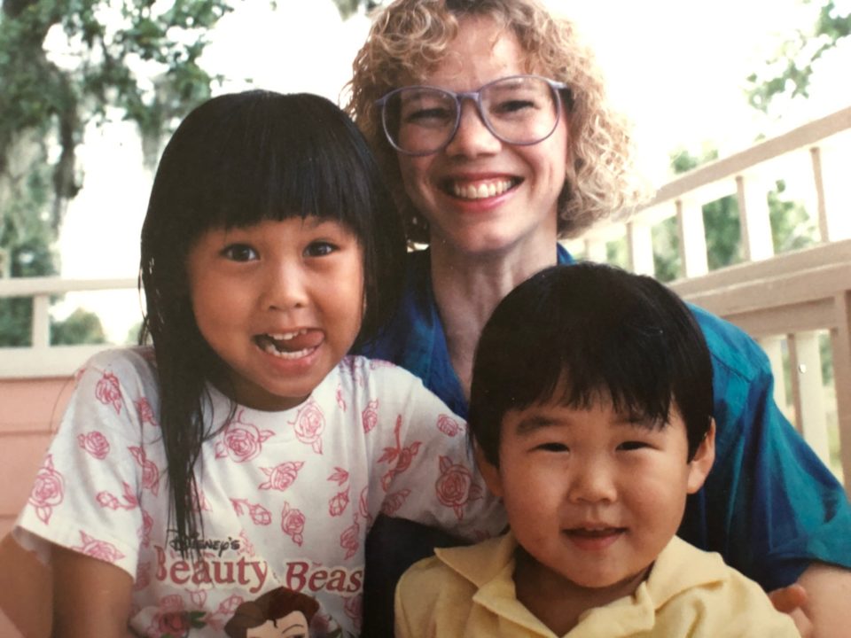 Lee with her mom and her brother, who was also adopted from Korea. 