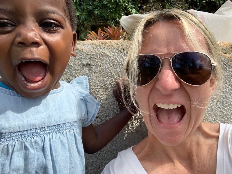 Gracie and Mary Jo when they first met in Haiti as part of the adoption process. 