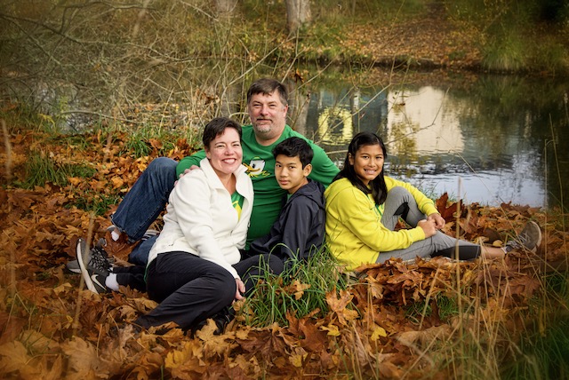 Susie Doig with her husband and two children, both adopted from Thailand. 