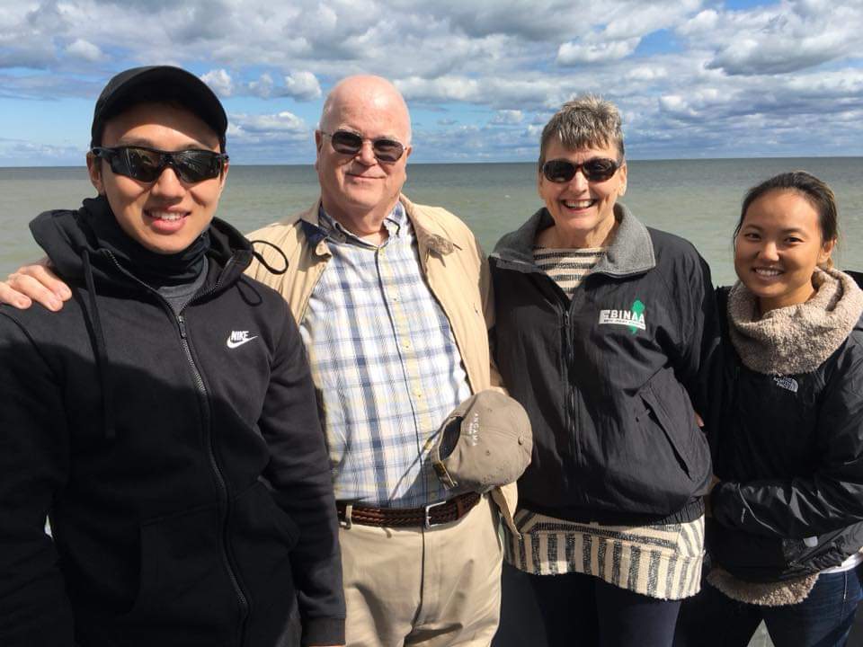 Greg (left) with his dad, mom and sister in a photo taken two years ago. 