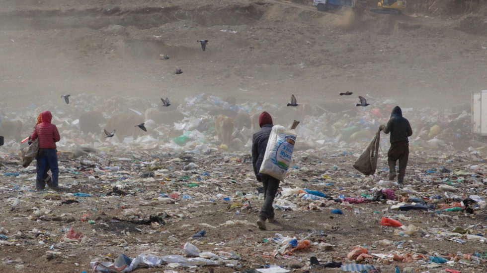 The Ulaanchuluut landfill in Ulaanbaatar, Mongolia, where hundreds of families live and work.