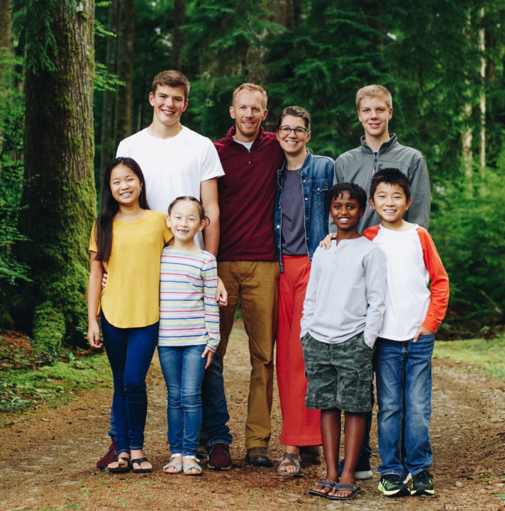 The Schell family, who have adopted four children.