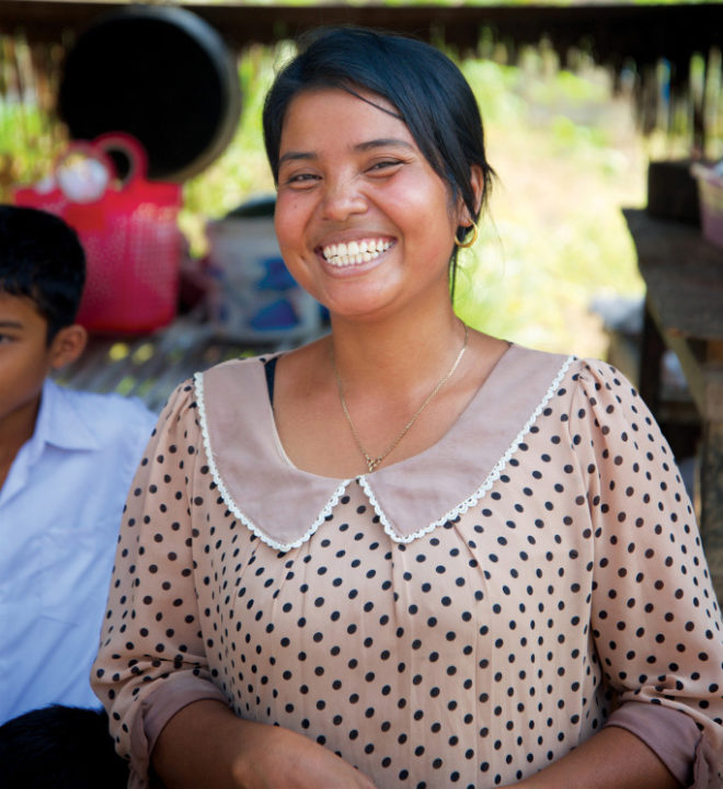 Phanny is a mother of four and a member of the Brave Women. She’s borrowed money to buy chickens, pigs and garden supplies.