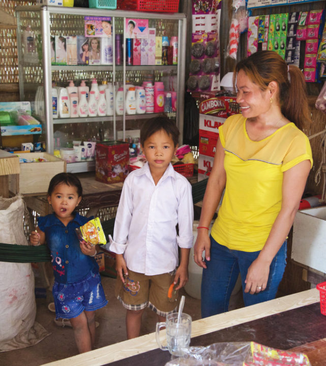 Saywen, a member of the Brave Women and mother of two, borrowed about $100 to open a small grocery stall near her home.