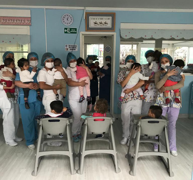 As part of our partner's pandemic response in Colombia, orphanage caregivers take many safety precautions to protect the vulnerable children in their care.
