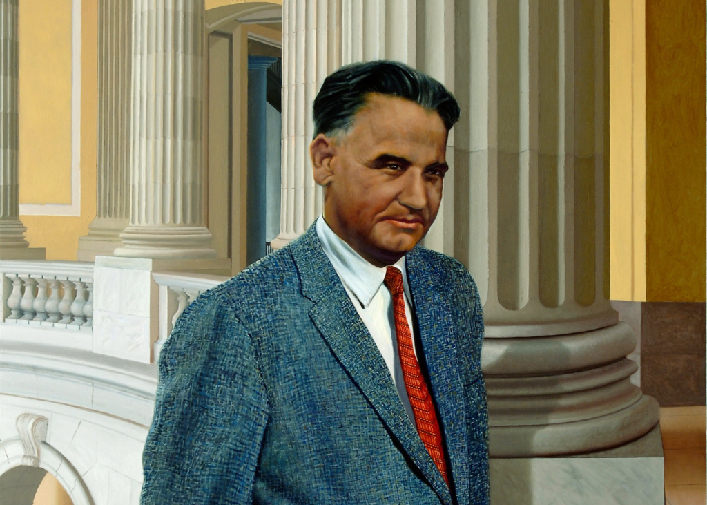 painting of man in front of US Congress