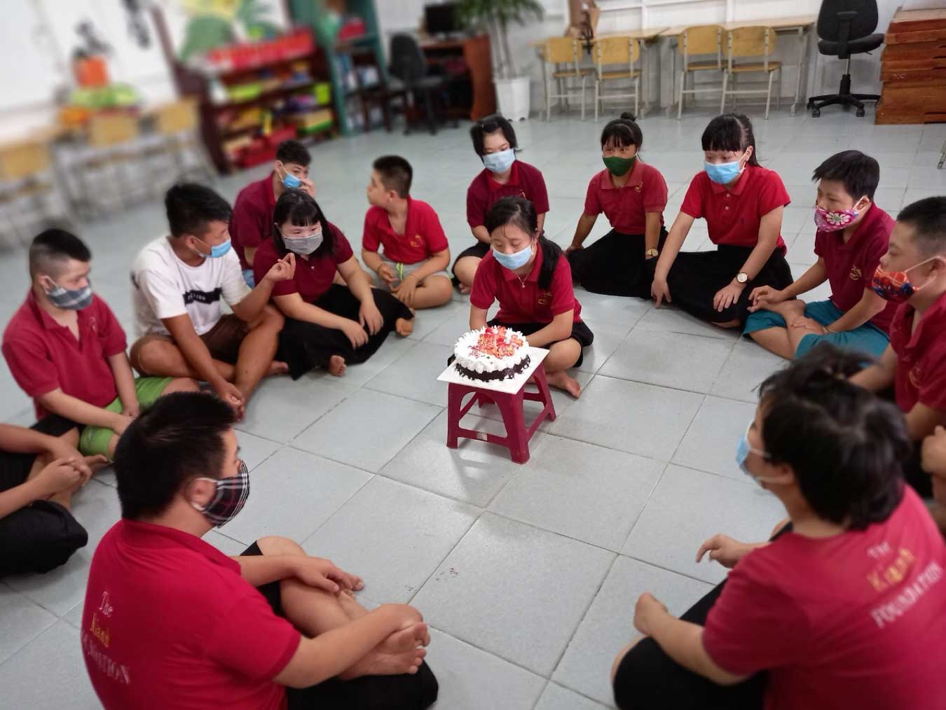 Children having birthday party in Vietnam