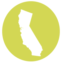 Circle graphic with state outlines of California