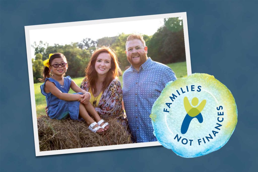 Families Not Finances logo and adoptive family