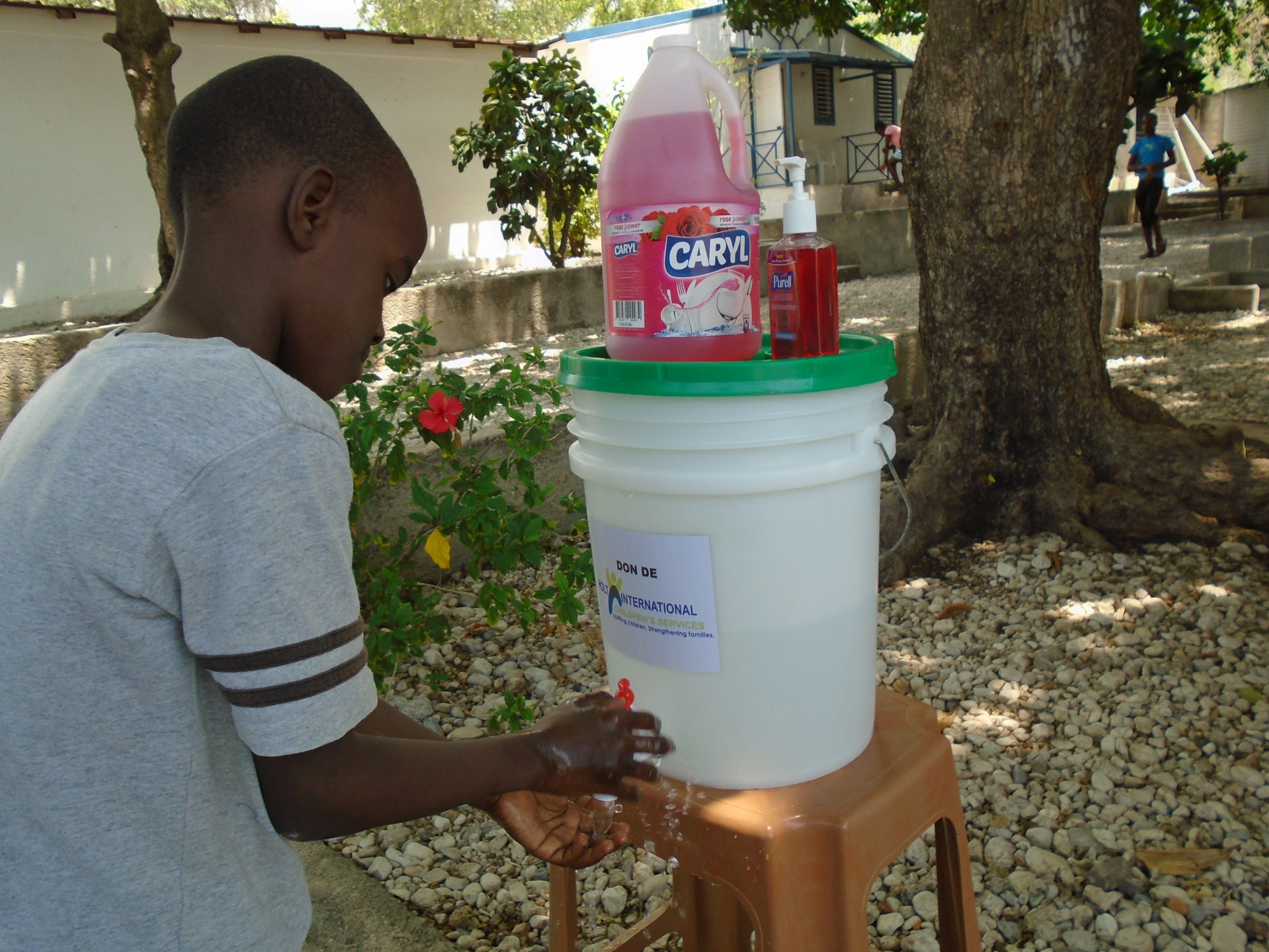 boy washing hands