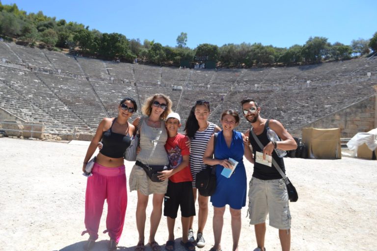 Laura and Eleni on a trip to Greece with relatives several years ago.