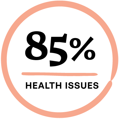 Graphic of 85% health issues in a circle