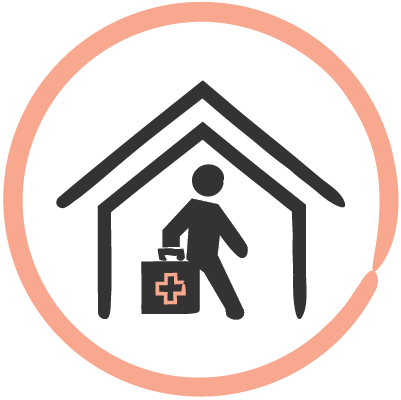 Graphic of health worker in home in a circle