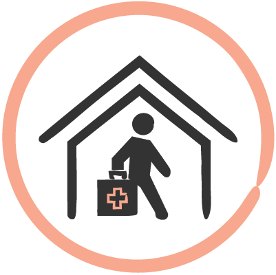 Graphic of health worker in home in a circle