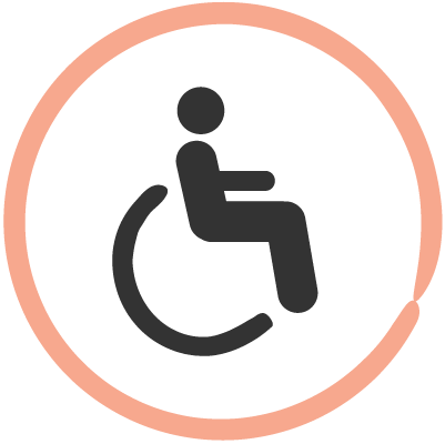 Graphic of person in wheelchair in a circle