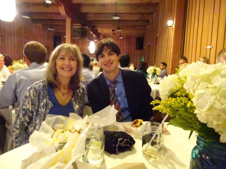 Mother and son at wedding