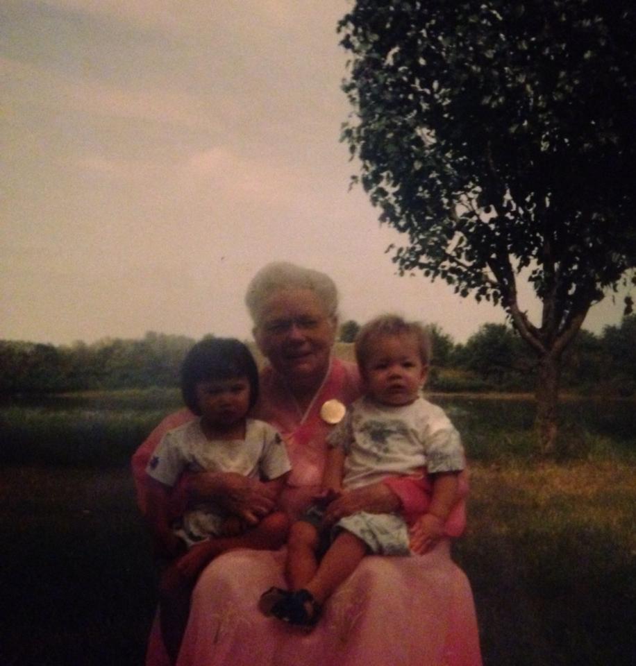 My sister found this picture of Bertha Holt holding our two eldest children; when she was visiting North Little Rock some 23 years ago. We wanted our children to meet the great Grandma Holt.