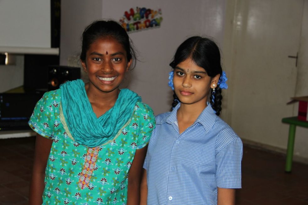 Shanti (left) with one of the schoolgirls she met on the India Heritage Tour. Educational sponsorship through VCT empowers girls who might otherwise drop out to finish high school.