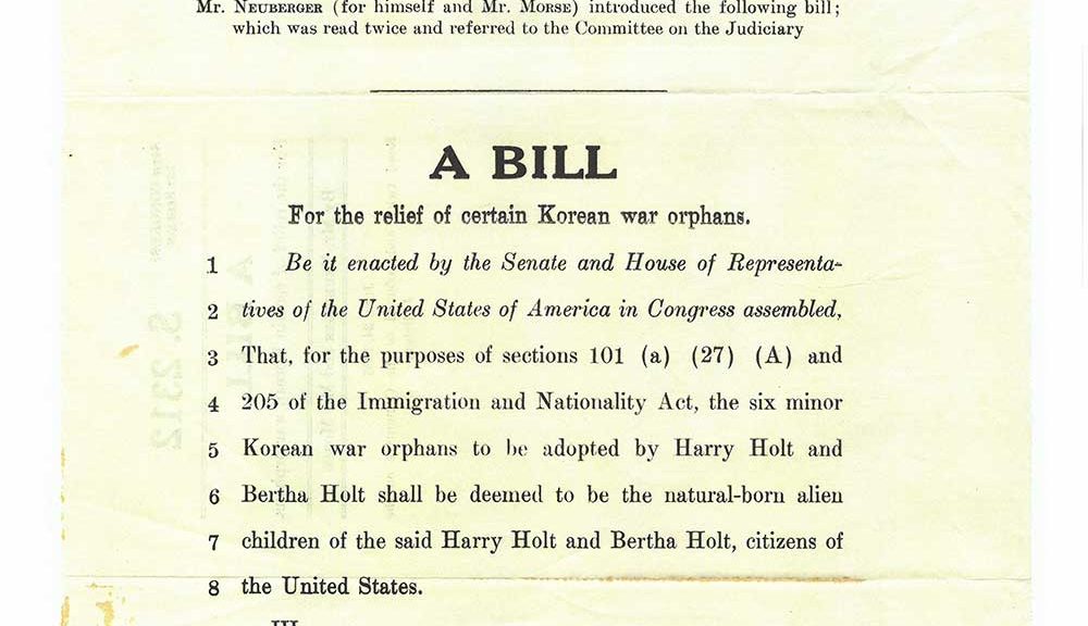 copy of senate bill for the relief of korean war orphans
