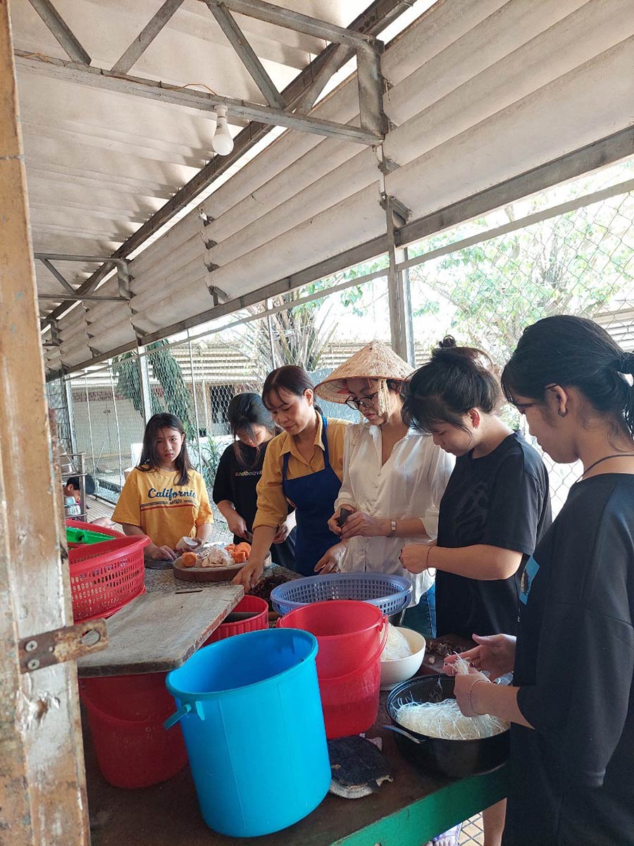 woman making special food celebrating tet in Vietnam