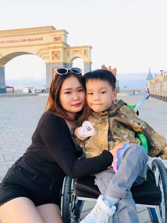 A mom and her son with cerebral palsy in Mongolia