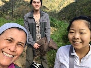 adoptive mother with son and daughter