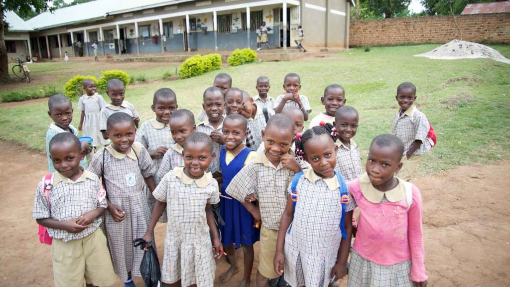 children outside in Uganda
