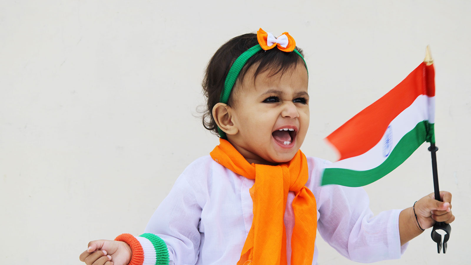 Girl holding an India flag for Independence Day