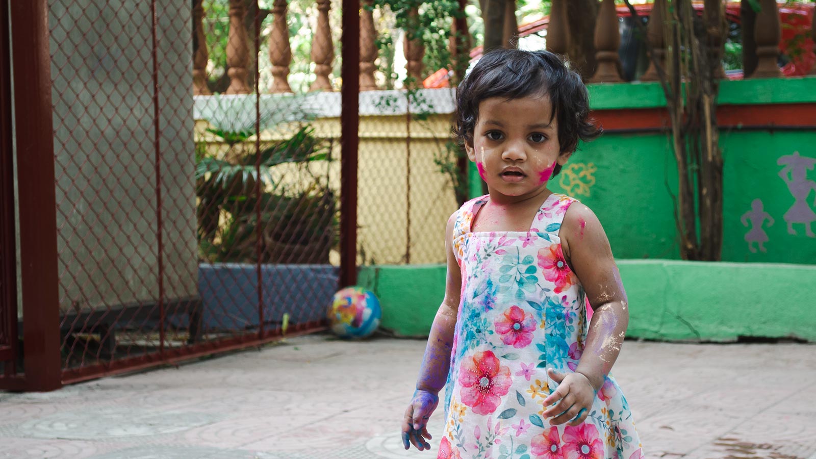 little girl in India with colorful dress