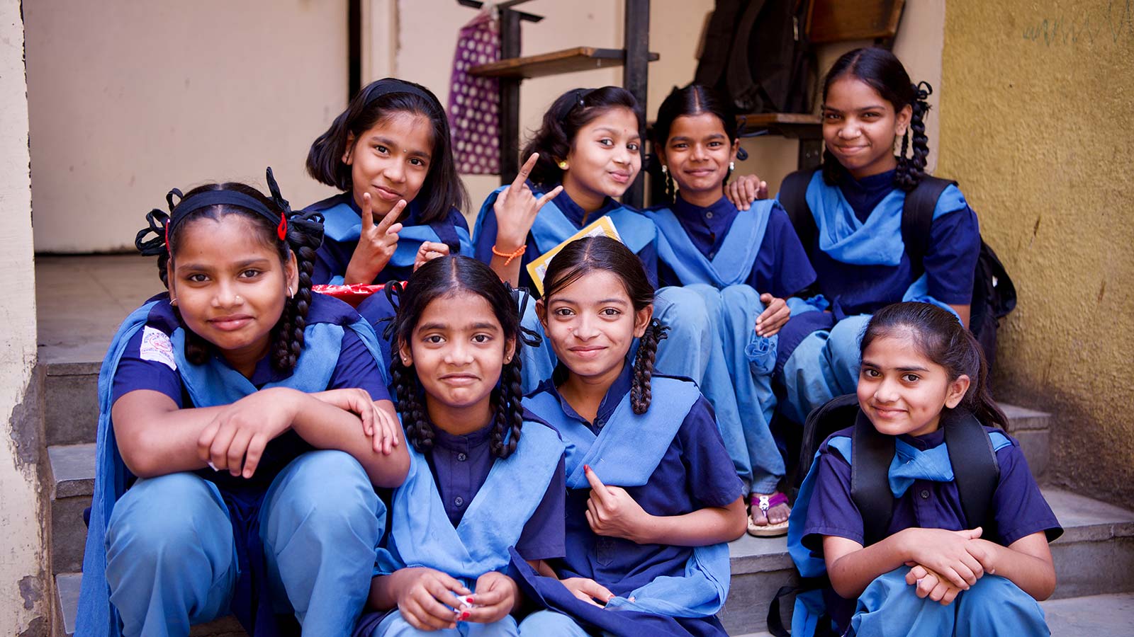 group of girls in educational sponsorship in India